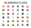 © ctrlaplus - America flags of country. 36 flag rounded square icons Vector on White background.