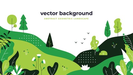 Gradient plant landscape. Minimal flat leaves design, color gradation cartoon background, forest plants. Vector floral nature poster