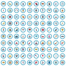 100 Entertaiment Industry Icons Set. Cartoon Illustration Of 100 Entertaiment Industry Vector Icons Isolated On White Background