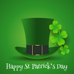 Wall Mural - St Patricks Day background with top hat and shamrock