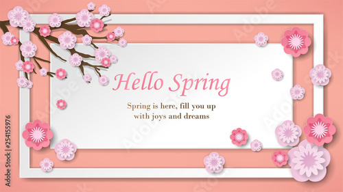 Sweet Pink Peach Color Cherry Blossom Theme Background Design For