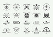 Set of vintage hockey emblems, logos, badges, labels and design elements. Graphic Art. Vector Illustration.