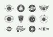 Set of vintage volleyball labels, emblems and logo. Vector illustration. Graphic Art. Vector.