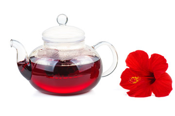 Wall Mural - Hibiscus tea and flower