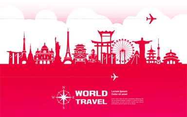 Fototapete - Travel around The World vector illustration.