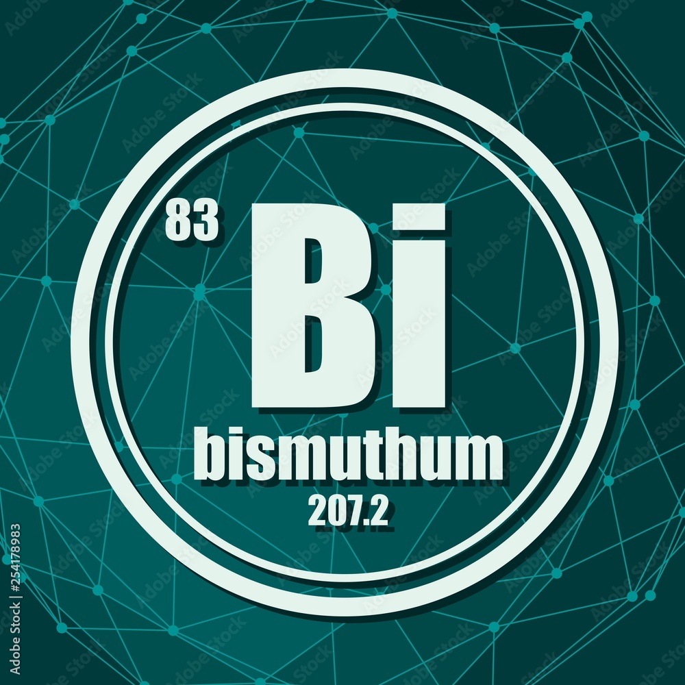 Bismuthum chemical element. Sign with atomic number and atomic weight ...