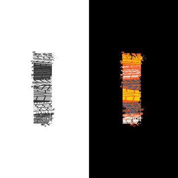 Tire track letter I