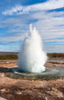 The image of the geyser at the time of the burst, shaped like a Christmas tree