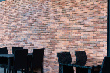 Wall Mural - empty place with wooden floors and brick wall. mock up template for display or montage of product.