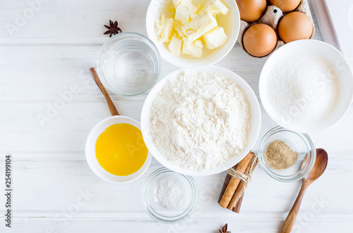 Fotomural ingredients for baking gingerbread or cake