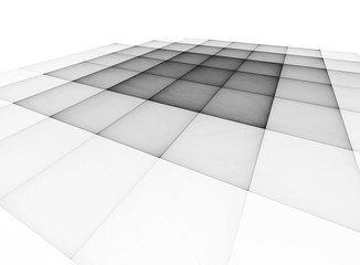 Fototapete - Abstract perspective grayscale transparent surface on a white background