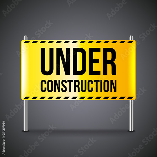 Under Construction Banner On Dark Vector Background Buy This