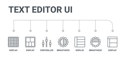 Poster - simple set of 7 line icons such as display, brightness, display