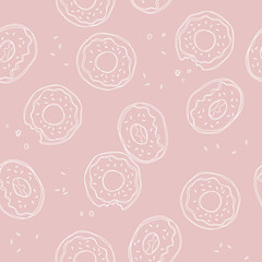 soft, pastel pink background with donuts. vector seamless pattern with donuts. cute sweet food baby 