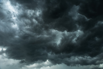 Wall Mural - dark sky and black clouds, dramatic storm clouds before rainy, closeup black cloud motion
