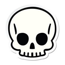 Sticker Of A Quirky Hand Drawn Cartoon Skull