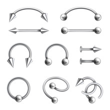 Body Piercing Jewelery Set, Different Metallic Accessories