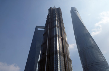 Shanghai world financial center skyscrapers in Lujiazui group in Shanghai, China