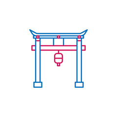 Poster - Japan, torii icon. Element of Japan culture. Thin line 2 color icon for website design and development, app development. Premium icon