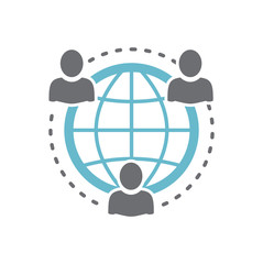 Poster - Globe related icon on background for graphic and web design. Simple vector sign. Internet concept symbol for website button or mobile app.