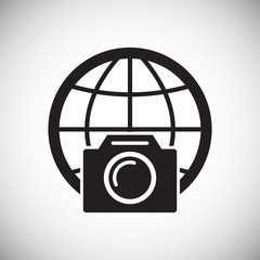 Poster - Globe related icon on background for graphic and web design. Simple vector sign. Internet concept symbol for website button or mobile app.