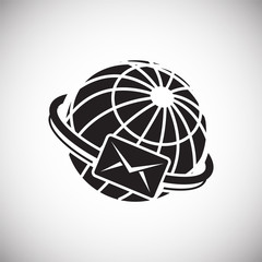 Poster - Globe related icon on background for graphic and web design. Simple vector sign. Internet concept symbol for website button or mobile app.