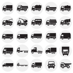 Poster - Truck icons set on circles background for graphic and web design. Simple vector sign. Internet concept symbol for website button or mobile app.