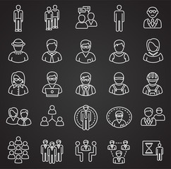 Poster - Person icons set on black background for graphic and web design. Simple vector sign. Internet concept symbol for website button or mobile app.