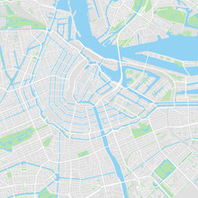 Downtown Vector Map Of Amsterdam, Netherlands