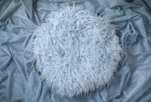 Blue Fur On Crushed Fabric Newborn Backdrop For Photographers