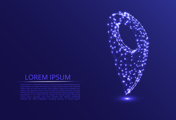 Poster - abstract image of pins, location, gps, marker symbol, in the form of a space consisting of points, l