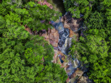 Bird's Eye View Of The Waterfall "Salto Pai" In The Colonia Independencia In Paraguay..