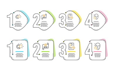 Poster - Paint brush, Report checklist and Cogwheel blueprint icons simple set. Face search sign. Creativity, Sales growth file, Edit settings. Find user. Business set. Infographic timeline. Vector