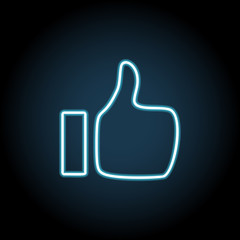 Poster - Like icon in neon style. Simple thin line, outline vector of web, minimalistic icons for UI and UX, website or mobile application
