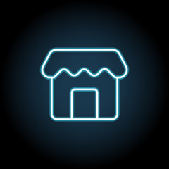Poster - store icon in neon style. Simple thin line, outline vector of web, minimalistic icons for UI and UX, website or mobile application