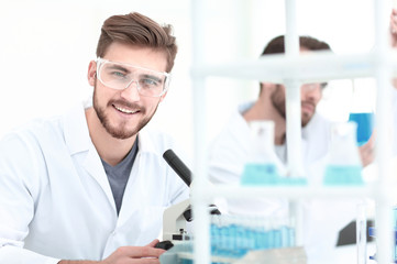 Wall Mural - closeup. a scientist in a modern laboratory
