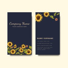 Wall Mural - Business card mockups with sunflower design