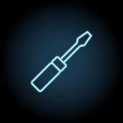 Poster - screwdriver icon in neon style. Simple thin line, outline vector of web, minimalistic icons for UI and UX, website or mobile application