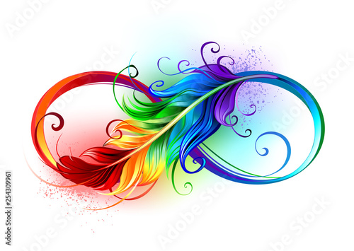 Cuadros en Lienzo Infinity symbol with rainbow feather
