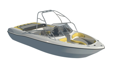 Powerboat Isolated on white background 3d illustration