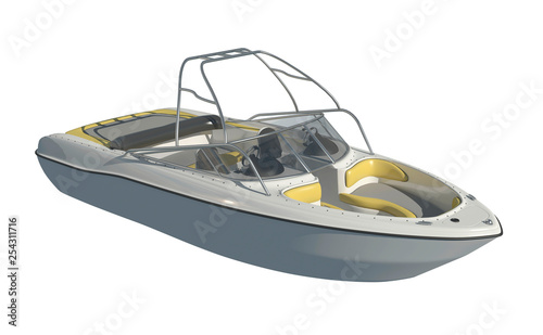Powerboat Isolated on white background 3d illustration