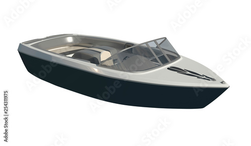 Powerboat Isolated on white background 3d illustration