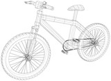 Fototapeta Boho - Bicycle blueprint. Outline bicycle on white background. Created illustration of 3d