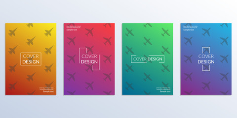 Canvas Print - cover design set with gradient and planes background. modern covers template with airplanes for post