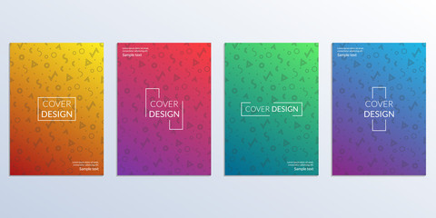 Wall Mural - cover design set with gradient and abstract geometric background. modern covers template for poster,