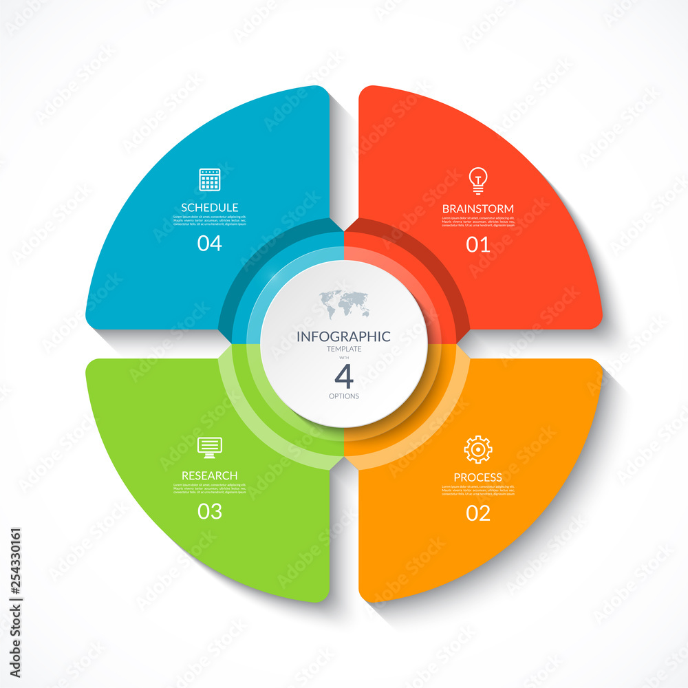 Vector infographic circle. Cycle diagram with 4 options. Round chart ...