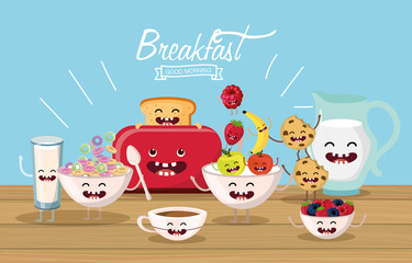 Wall Mural - delicious and happy breakfast food with arms and legs