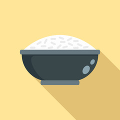 Sticker - Cooked rice bowl icon. Flat illustration of cooked rice bowl vector icon for web design