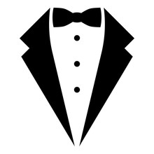 Symbol Service Dinner Jacket Bow Tuxedo Concept Tux Sign Butler Gentleman Idea Waiter Suit Icon Black Color Vector Illustration Flat Style Image