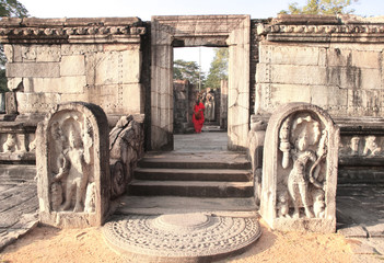 Wall Mural - Buddhist monk in Heta Dage, Polonnaruwa, Sri Lanka